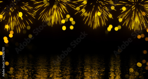 Fireworks with bokeh glitter template