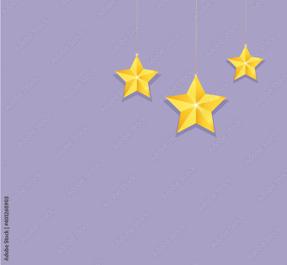 Fototapeta premium Golden stars. Postcard. Vector.