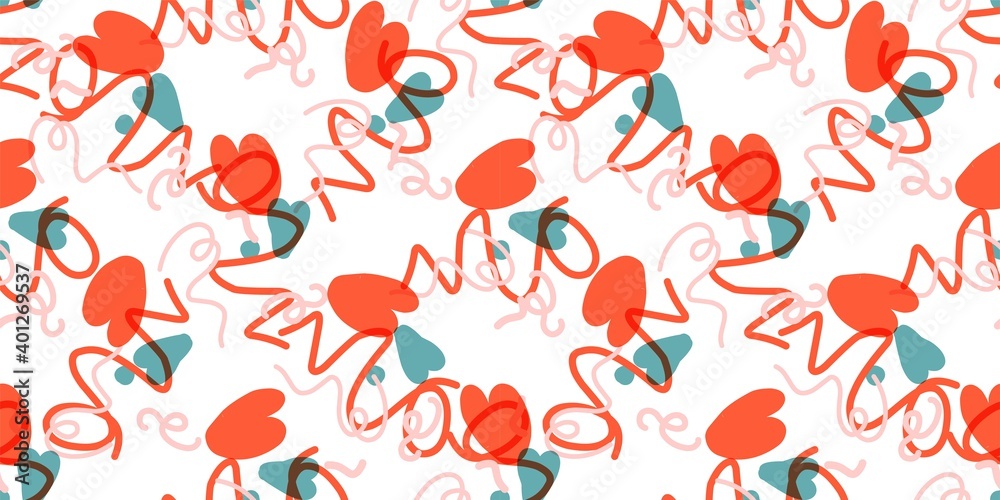 Seamless pattern with hearts. Background for Valentine's Day. Romantic seamless pattern. Falling in love and romance. Bright colors. Positive mood Seamless pattern with hearts. Background for Valentine's Day. Romantic seamless pattern. Falling in love and romance. Bright colors. Positive mood