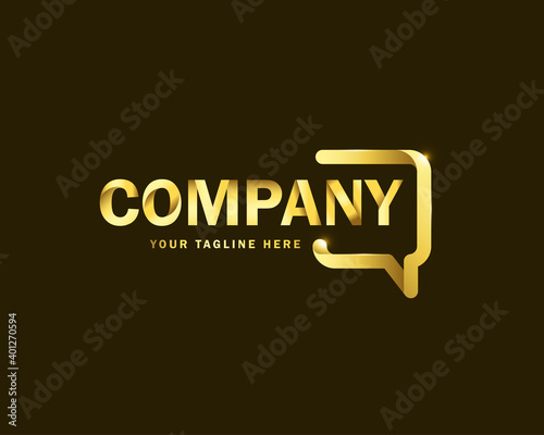 luxury gold chat forum logo design template