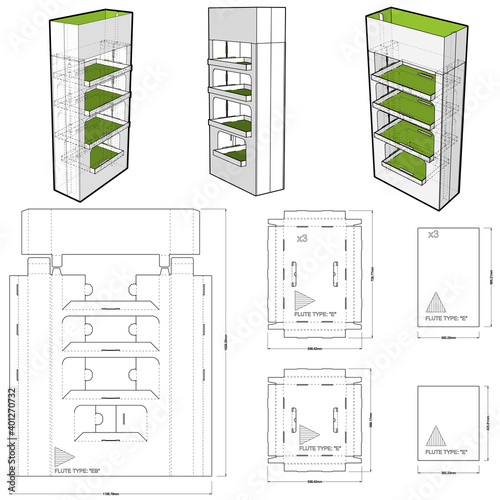 Box for Display Stand and Die-cut Pattern