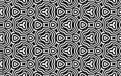 Black white geometric texture with indian pattern in doodling style. Ethnic original background for wallpaper, textiles, business cards, coloring books.