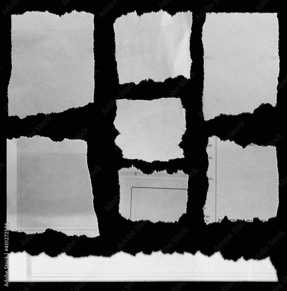 Torn papers on black Torn papers on black