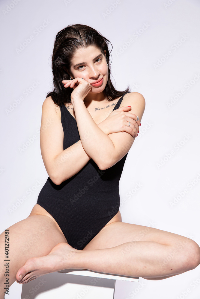 Fototapeta premium Dark hair caucasian girl