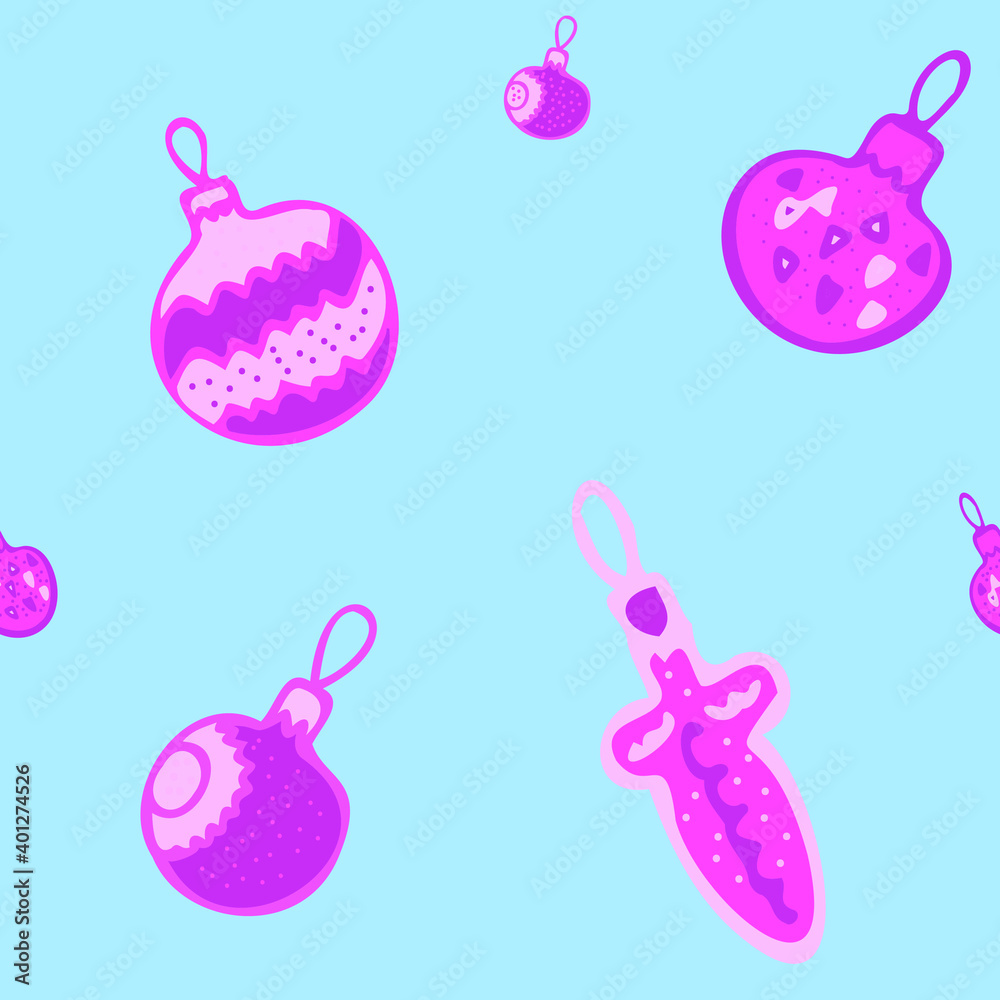 Seamless pattern with balls for Christmas tree. Design for wallpaper, wrapping, fabric, textile.