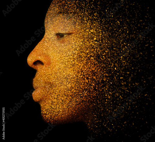 A digitally altered profile portrait