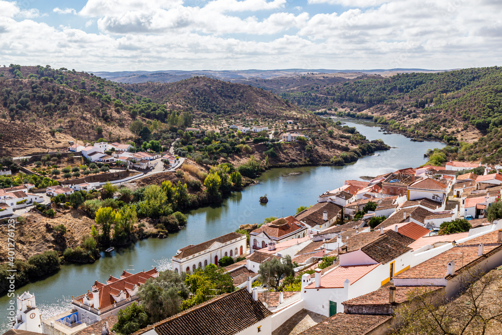 old town of Mertola with Guadiana river, Alentejo, Portugal