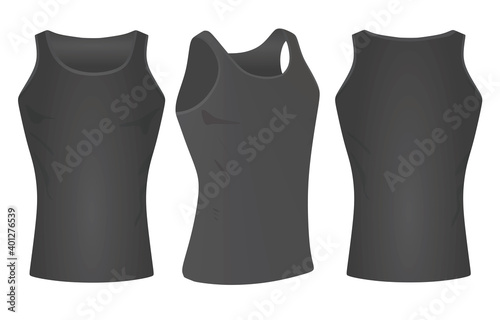 Grey sleeveless t shirt. vector illustration