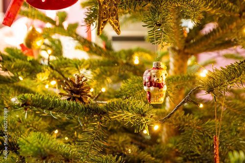 Festive decorations on the Christmas tree photo