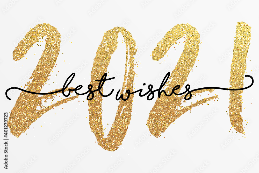 Obraz 2021 - best wishes- happy new year 2021 gold