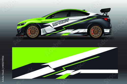 Decal Car Wrap Design Vector. Graphic Abstract Stripe Racing Background For Vehicle  Race car  Rally  Drift