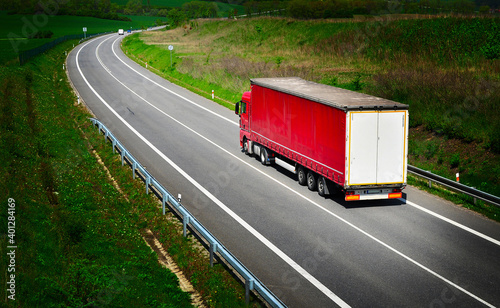 Highway truck on road export transportation 