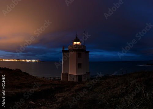 Panoramic of Golfo Artabro in Galicia during the blue hour. 
