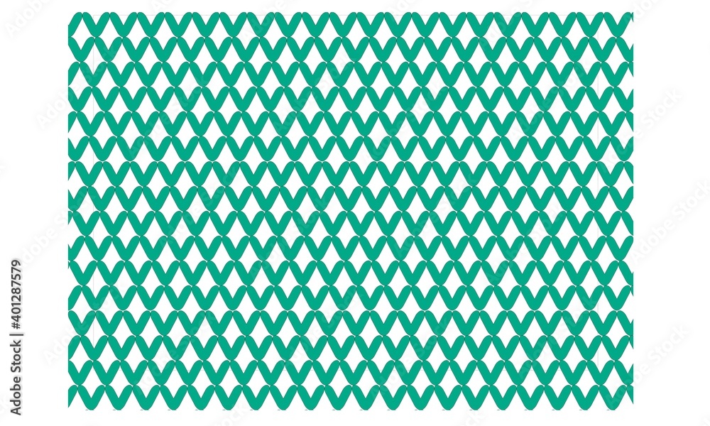 Green symmetrical lattice pattern on white background for paper and textile design