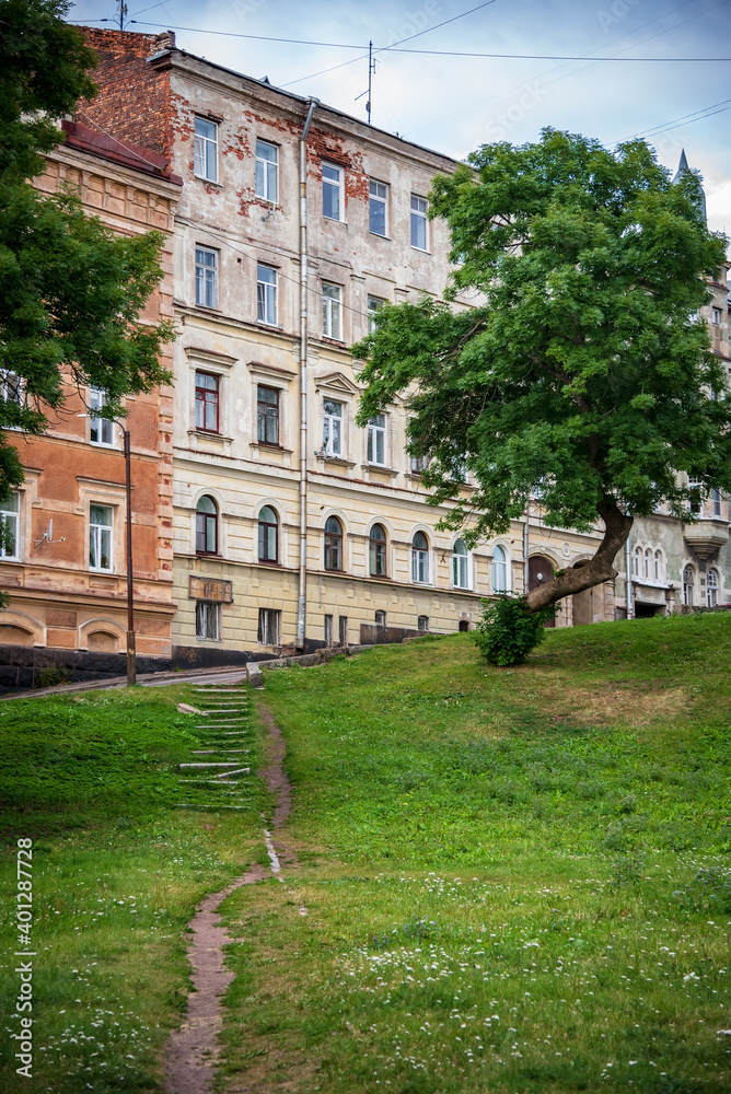 Architectural ensable of the city of Vyborg. Leningrad region.