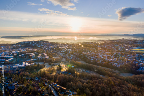 HDR or High Definition Ratio shot of Oslo, Norway. The sun is creating amazing light and colors. The photo is several photos merged together to bring out the high and low lights. 