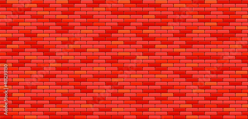 Vector texture of brick wall. Realistic red brick wall background. Orange brick wall seamless vector pattern for replication. Bavarian masonry seamless vector pattern. Vector illustration.