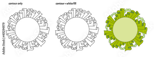 Set of cute cartoon frame templates with textile ruffles, pearls and beads. Isolated colored copy space vector illustration of creative occupation	
