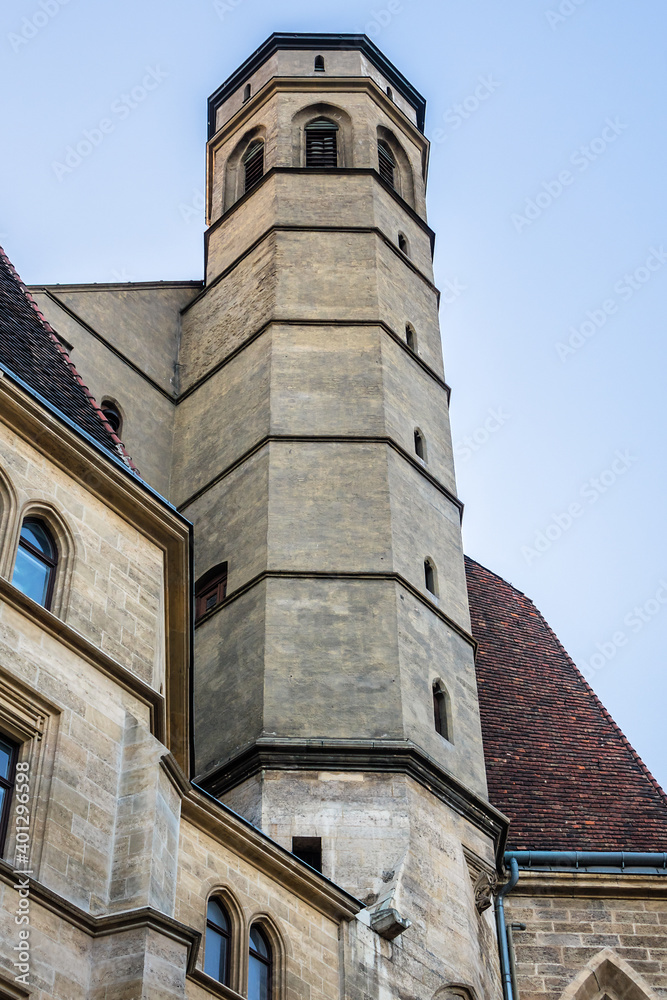 Gothic style Minorities Church (Minoritenkirche, 1350) in Innere Stadt, Vienna, Austria. The minority church belongs to the 