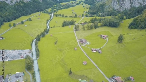 Scenery view of the valley of Lauterbrunnen in Switzerland.