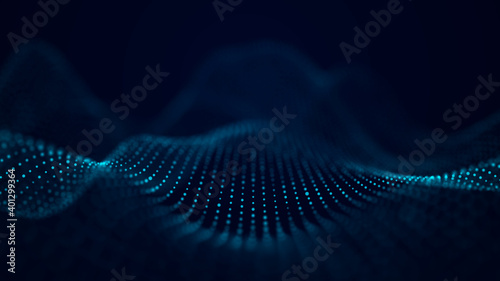 Technological wave of points. Digital background. Great data visualization.