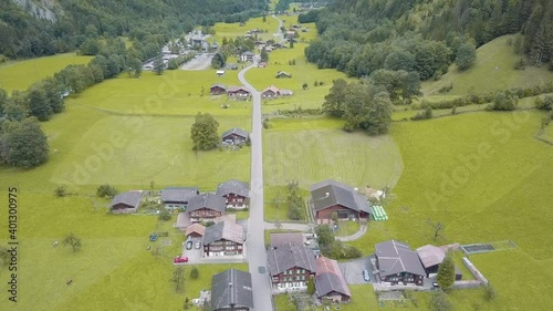 Flying over the valley of Lauterbrunnen in Switzerland