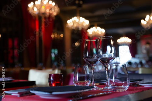 Interior of luxury restaurant in classical style