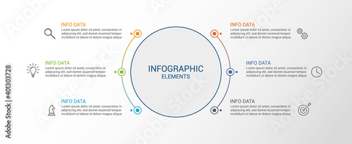 Infographic. Business data visualization. 6 steps infographic design template with icons. Process diagram, workflow, flow chart. © tolgabarin