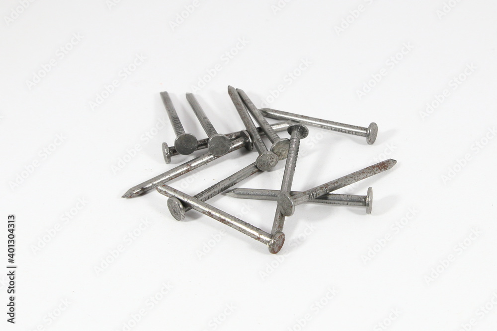 Some nails on a white background Some nails on a white background