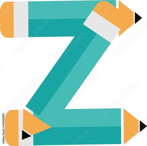 illustration of font type created by pencil shape