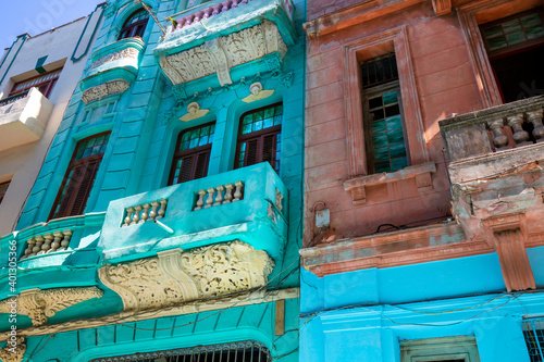 Photography Scenic colorful Old Havana streets in historic city center of Havana Vieja near Paseo El Prado and Capitolio
