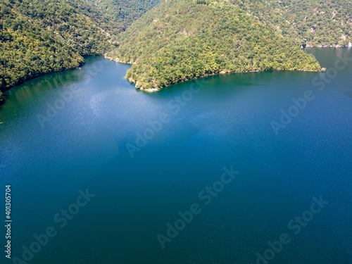 Aerial view of Vacha (Antonivanovtsi) Reservoir, Bulgaria photo