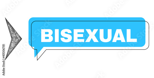 Speech Bisexual blue bubble frame and network arrowhead right. Frame and colored area are shifted to Bisexual label, which is located inside blue colored cloud.