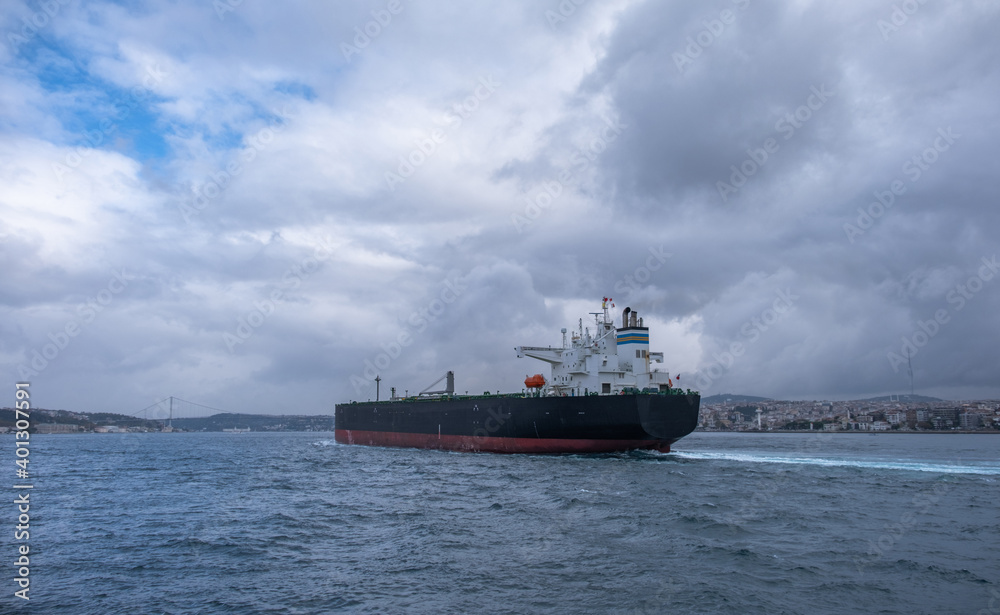 industrial ship in the Bosphorus, istanbul, turkey