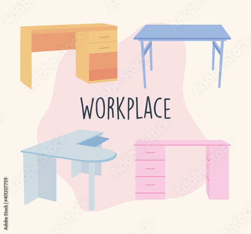 workplace desk collection, colorful design