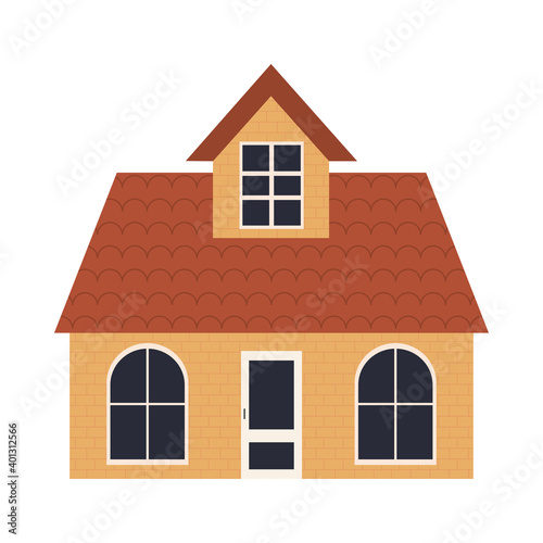 classic residential house icon, colorful design