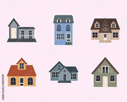 colorful classic houses, colorful design