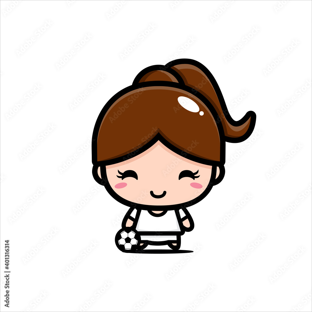 cute girl soccer player character vector design cute girl soccer player character vector design