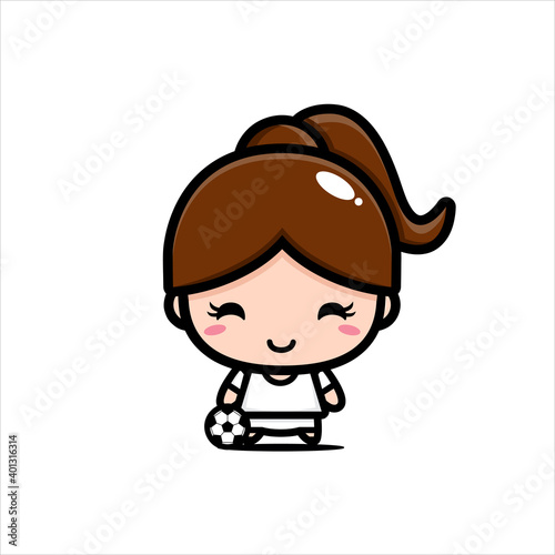 cute girl soccer player character vector design