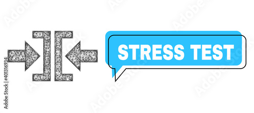 Speech Stress Test blue cloud frame and net mesh press horizontal direction. Frame and colored area are shifted to Stress Test caption, which is located inside blue colored banner.
