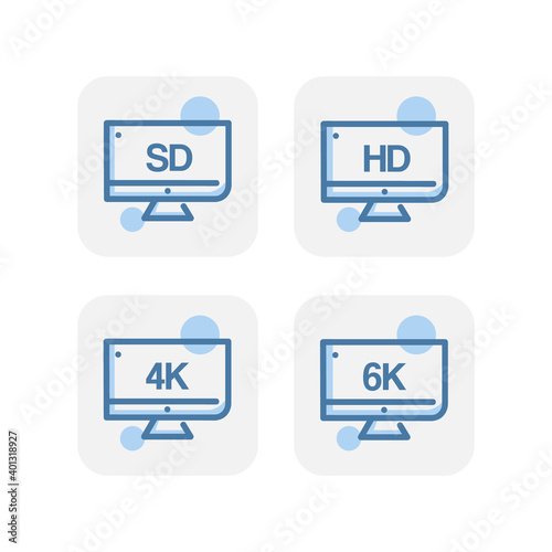Creative blue video and images icons design isolated on white background © Rizky