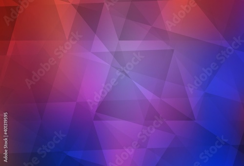 Light Blue, Red vector shining triangular backdrop.