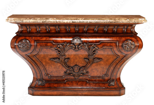 Buffet cabinet marble top with clipping path.