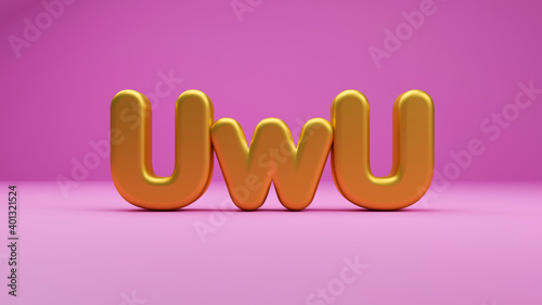 Uwu is a modern and urban expression use for the youngs. 3d illustration
