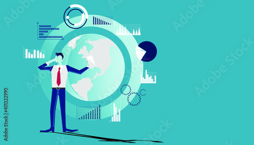 Businessman Idea concept illustration vector,Office Work,Social Network Technology,Earth, chart,graph, for success,set icon.