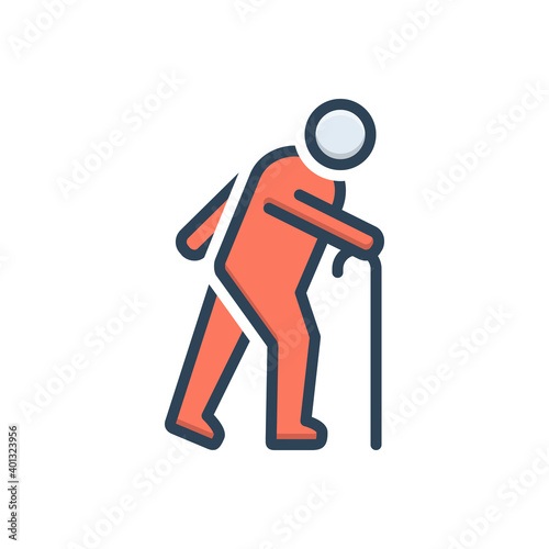 Color illustration icon for elderly
