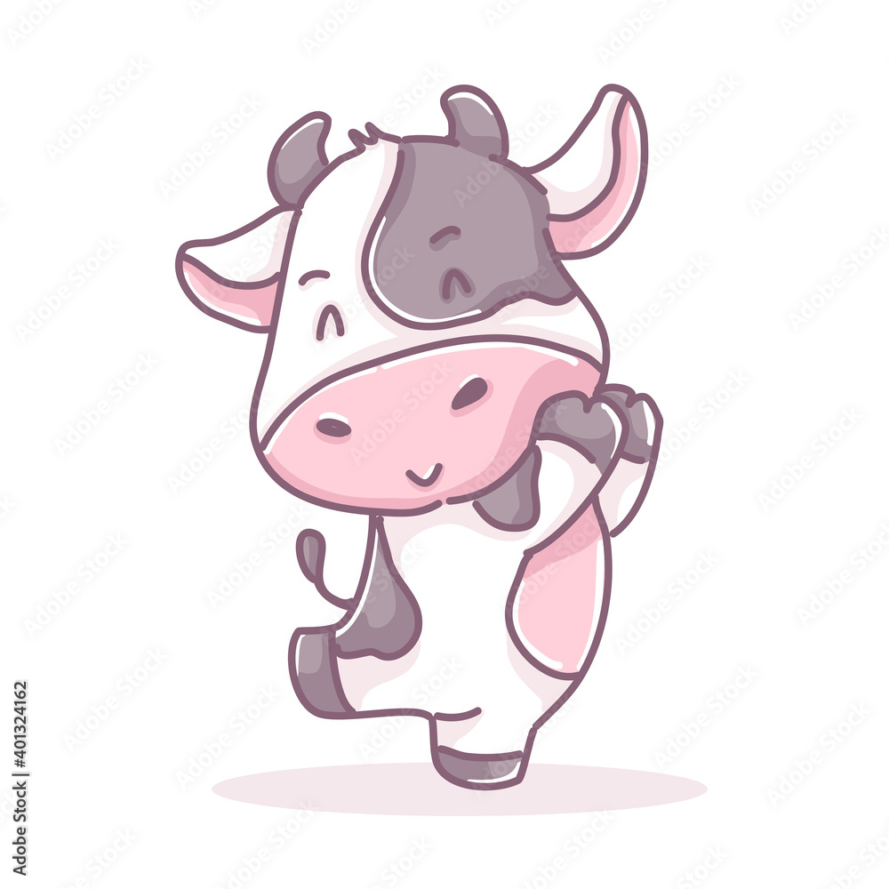 Naklejka premium Happy new year 2021. Year of Ox.