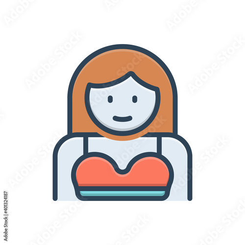Color illustration icon for girl 