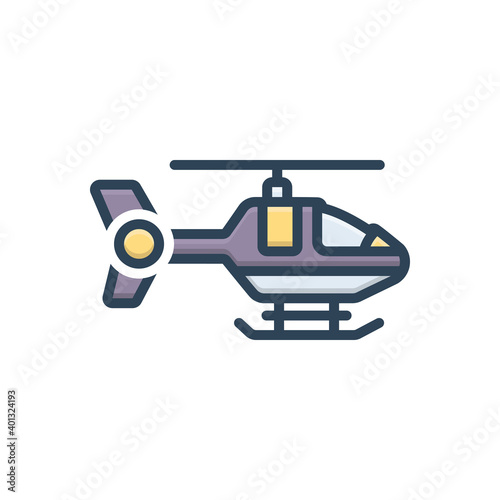 Color illustration icon for helicopter