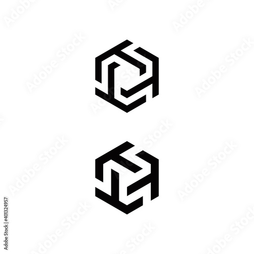 t triple initial hexagon logo design vector template photo